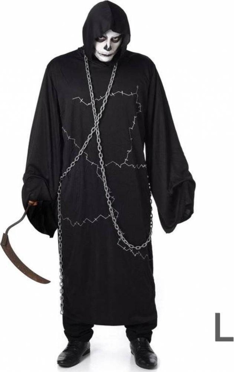 Karnival Costumes Ghoustly Ghoul Grim Reaper Halloween Kostuum Volwassenen Heren 2-delig - Polyester - Zwart Maat L