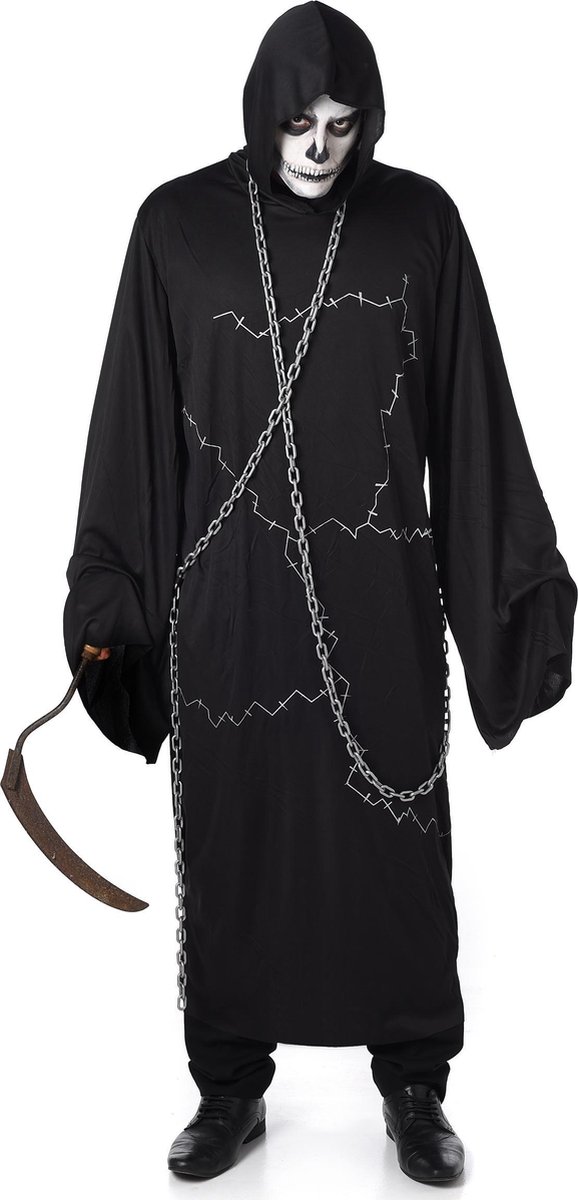 Karnival Costumes Ghoustly Ghoul Grim Reaper Halloween Kostuum Volwassenen Heren 2-delig - Polyester - Zwart Maat M