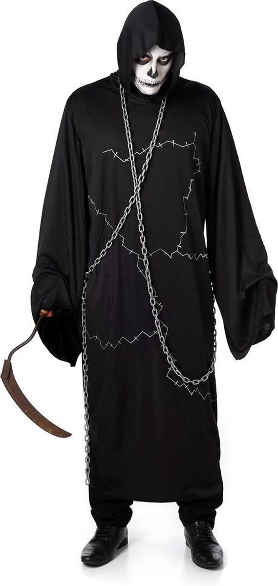 Karnival Costumes Ghoustly Ghoul Grim Reaper Halloween Kostuum Volwassenen Heren 2-delig - Polyester - Zwart Maat S