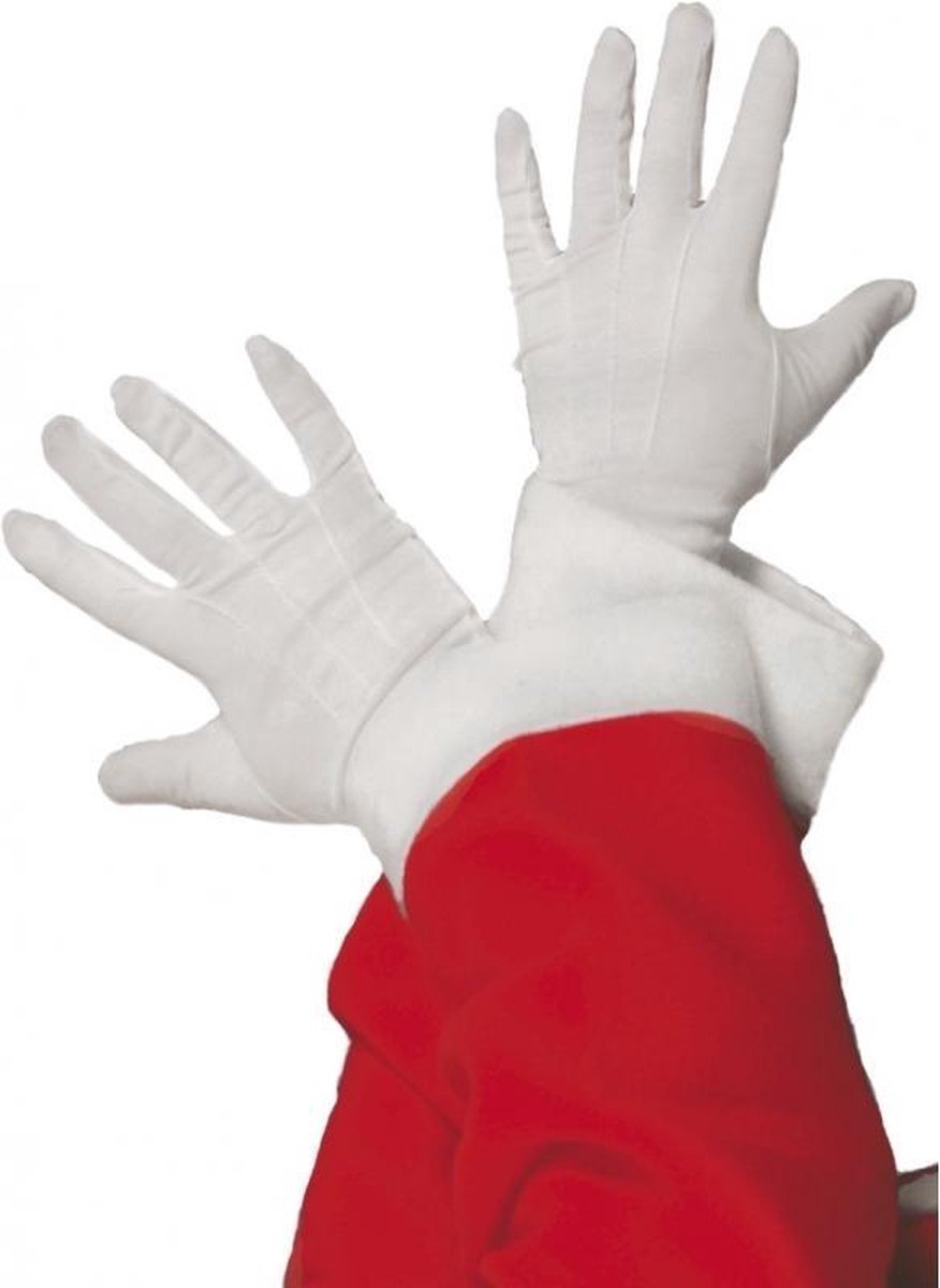 Kerstman korte witte handschoenen - Kerstman verkleed accessoire voor volwassenen