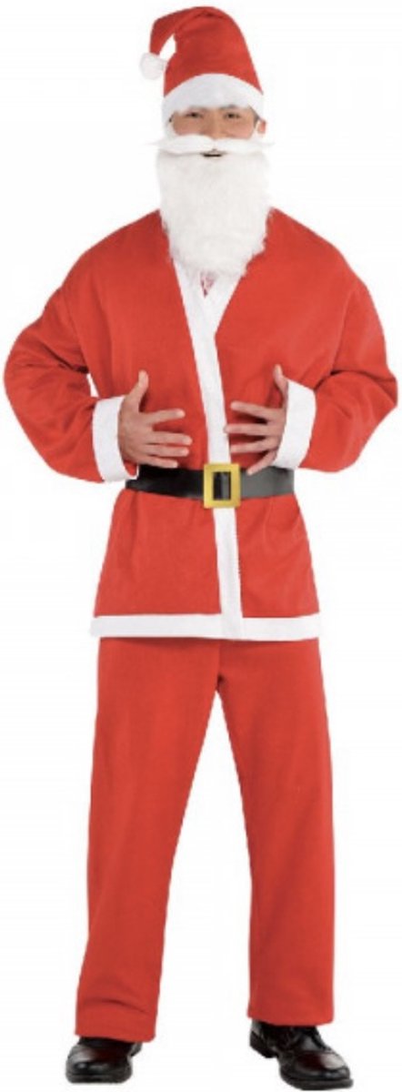 Kerstman pak-verkleedkleding-wollenbaard-muts-kerst-feest-kwaliteit-comfy-riem- maat L