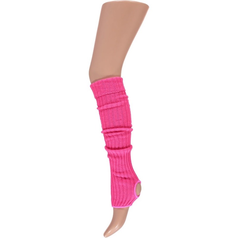 Neon roze beenwarmers met hielgat -