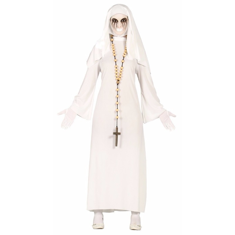 Nonnen dames Halloween verkleedkleding witte non