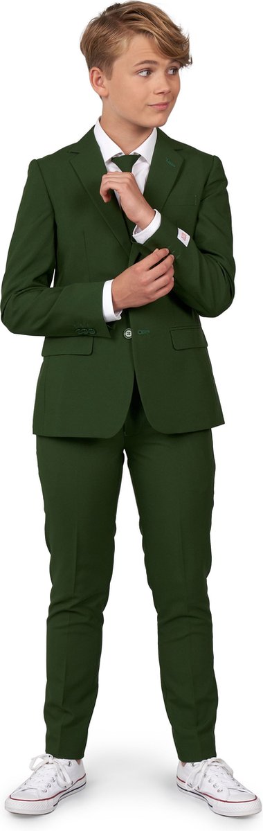 OppoSuits TEEN BOYS Glorious Green - Tiener Pak - Casual Effen Gekleurd - Donkergroen - Maat EU 170/176