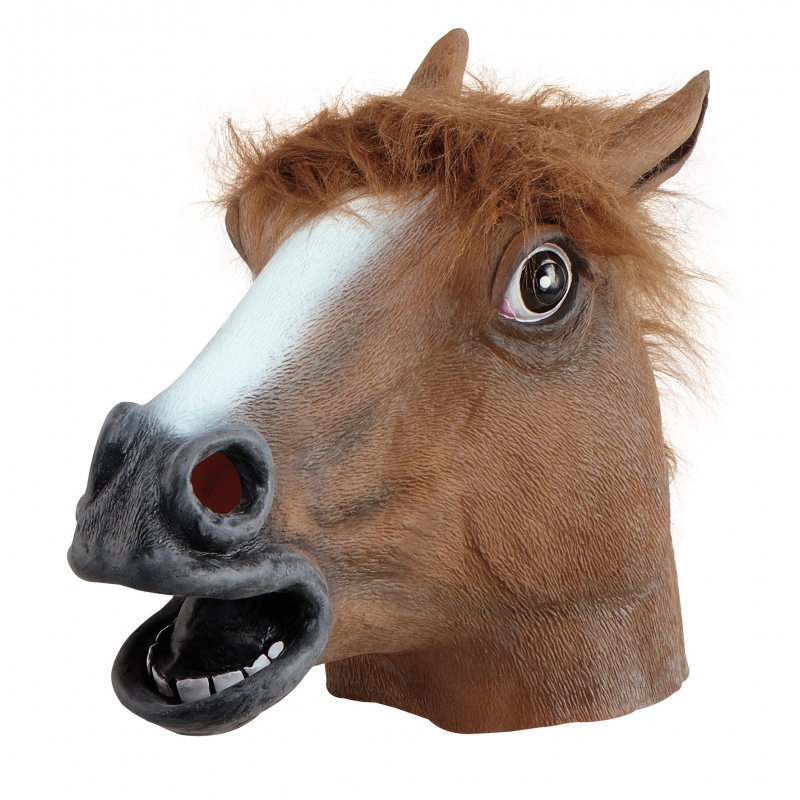 Paarden masker bruin van rubber -