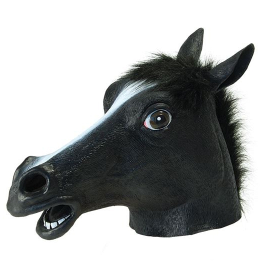 Paarden masker zwart van rubber -