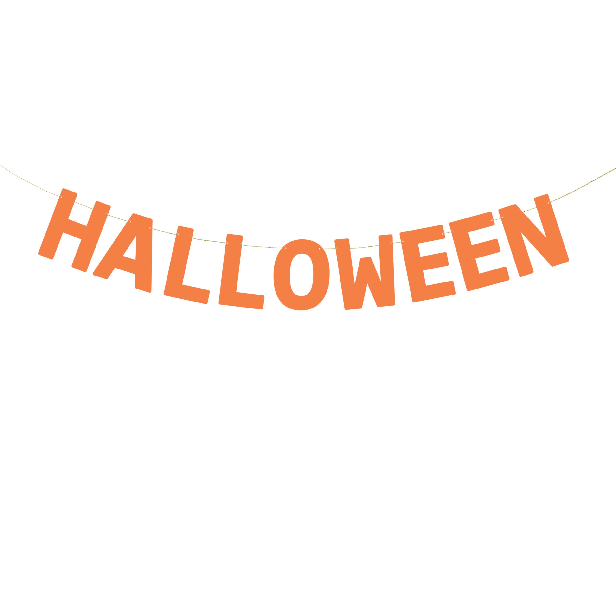 PartyDeco Halloween feestslinger/spandoek - 2,5 meter - oranje - van papier -