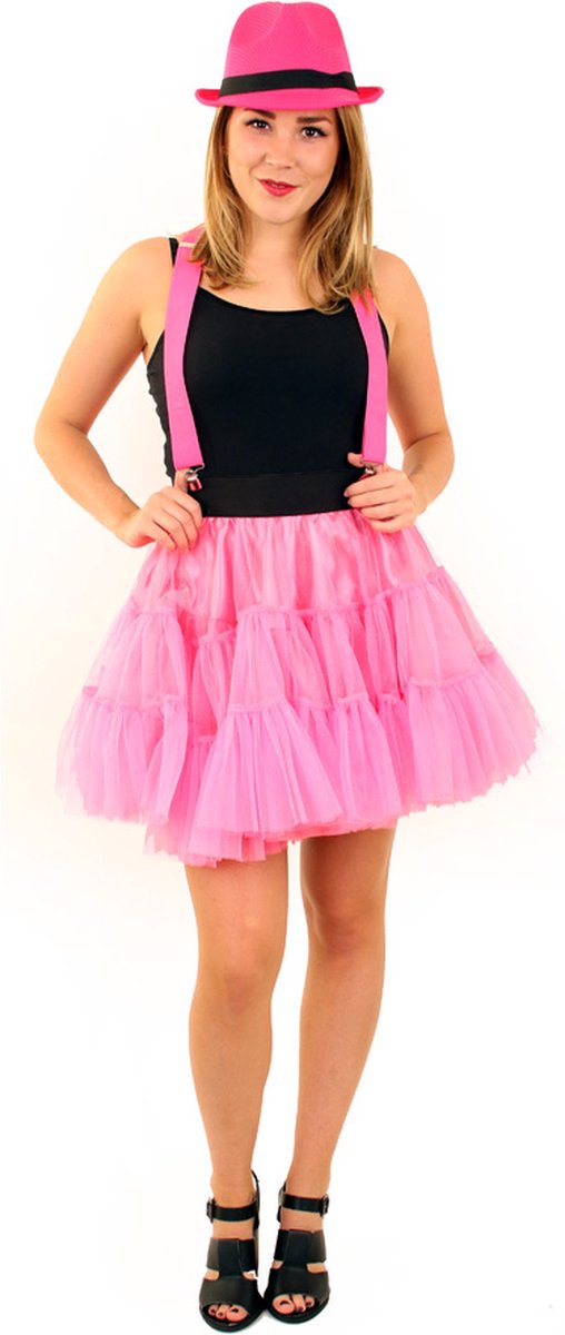 PartyXplosion - Rock & Roll Kostuum - Rock And Roll Petticoat 3 Lagen Roze Vrouw - Roze - One size - Carnavalskleding - Verkleedkleding