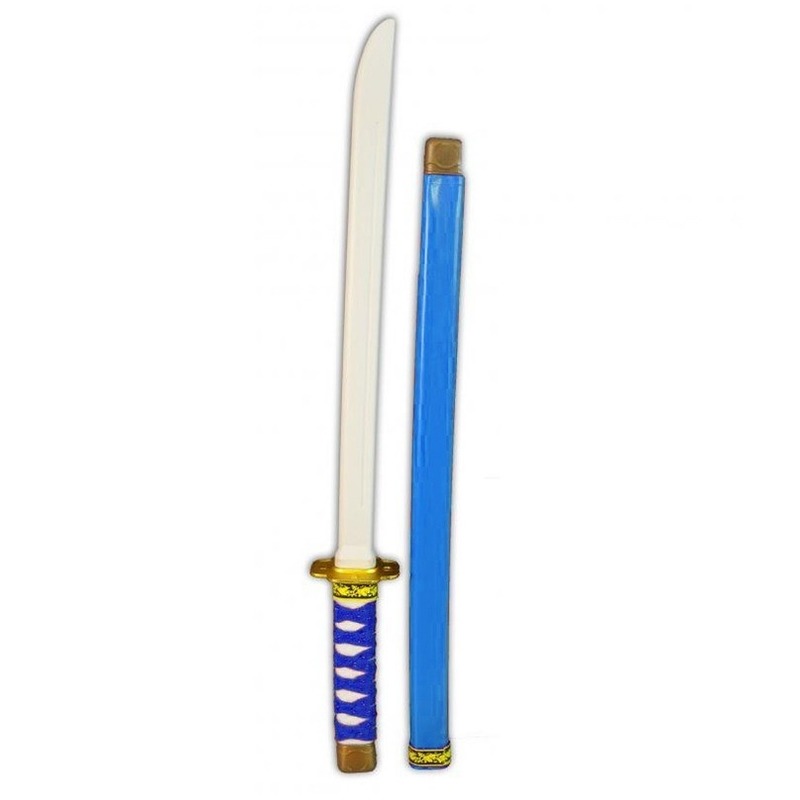 Plastic blauw/goud ninja/ samurai zwaard 60 cm -