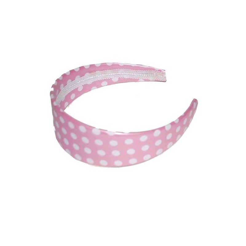 Rock n Roll diadeem/haarband - roze met witte stippen - one size