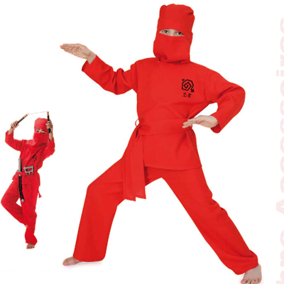 Rood Ninja kinder kostuum 116 (6 jaar) -