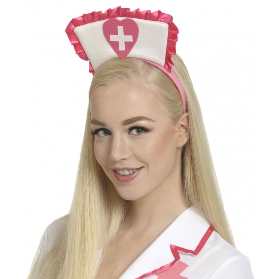 Roze carnaval verkleed tiara zuster verpleegster -