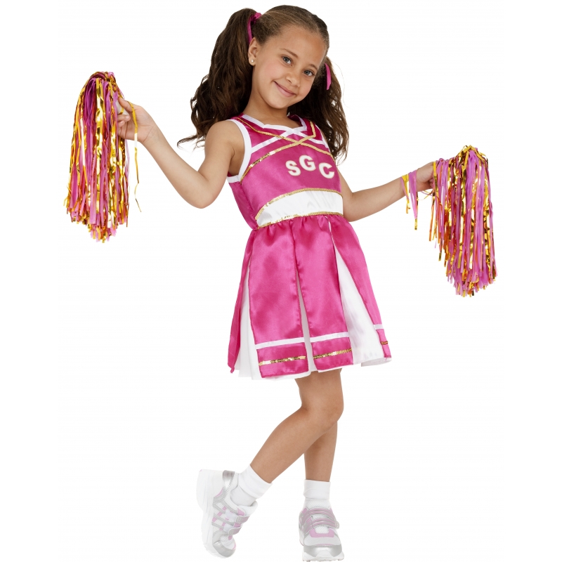 Roze cheerleader pakje voor meisjes 115-128 (4-6 jaar) -