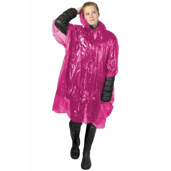 Roze noodponcho doorschijnend One size -