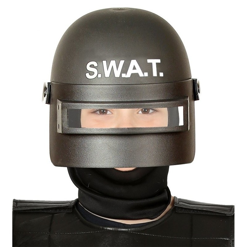 S.W.A.T. politie verkleed helm zwart voor kinderen -