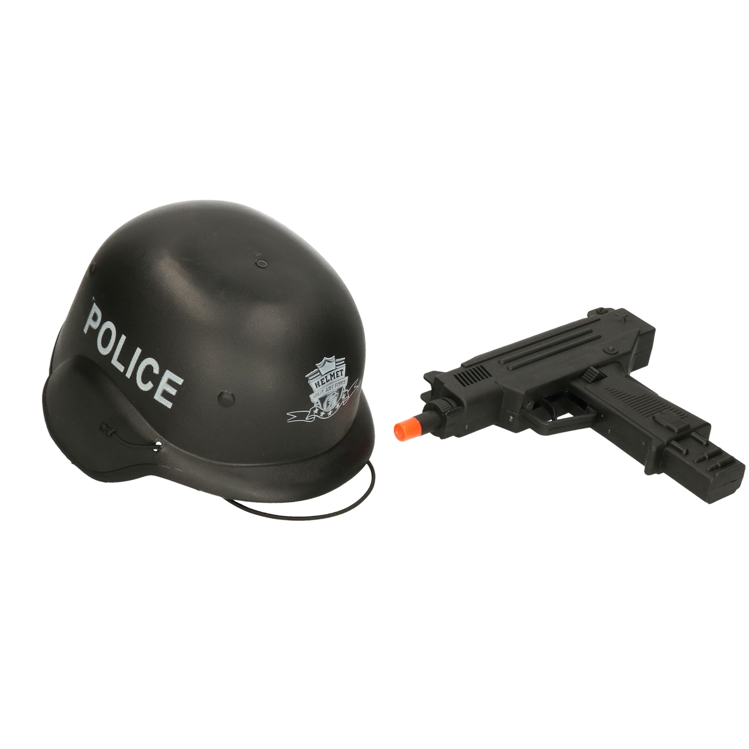 Verkleedaccessoires Politie SWAT team wapen set met pistool en helm -