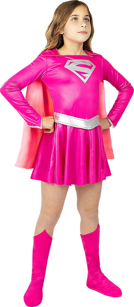 FUNIDELIA Roze Supergirl-kostuum voor meisjes - 7-9 jaar (134-146 cm)