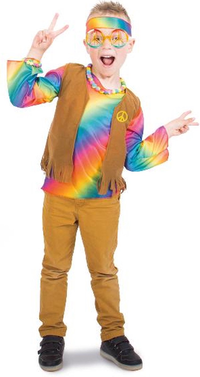 Folat - Hippie Boy 6-8 yr. Size M - Carnavalskleding - Carnaval - carnavalskleding jongens - carnavalskleding kinderen