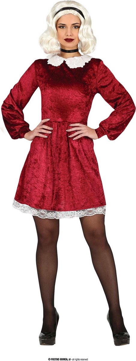 Guirca - Kerst & Oud & Nieuw Kostuum - Winterse Xmas Heks - Vrouw - Rood - Maat 42-44 - Kerst - Verkleedkleding