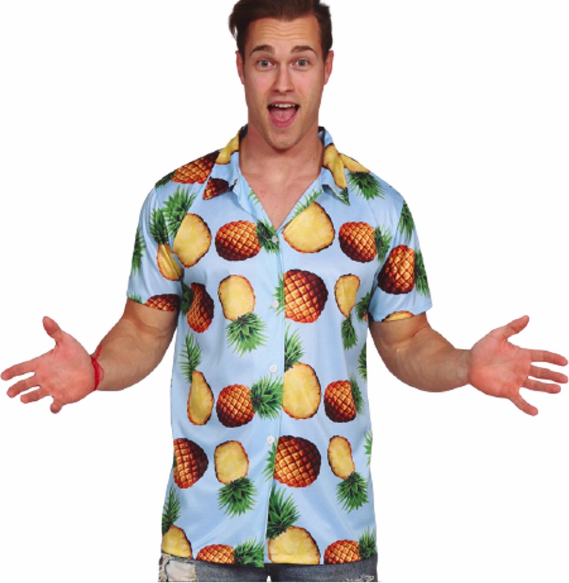 Hawaii Aloha Shirt Ananas Blauw - L