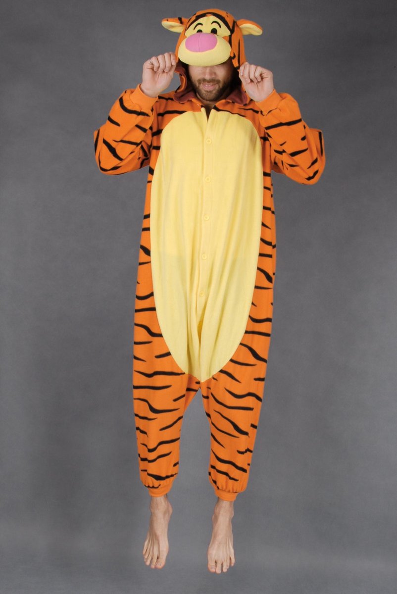 KIMU Onesie Tijger Pak 2.0 Oranje Kostuum - Maat 110-116 - Tijgertje Tijgerpakje Pyjama Jumpsuit Kinder Pakje - Panter Luipaard Boxpakje Kind Jongen Meisje Carnaval Carnavalspak