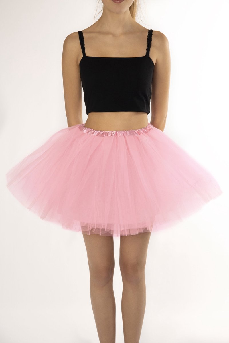 KIMU® Tutu Lichtroze Tule Rokje - Maat 110 116 122 128 134 140 - Roze Petticoat Rok Kind - Ballet Pakje Meisje Vlinder Eenhoorn Carnaval Carnavalspak