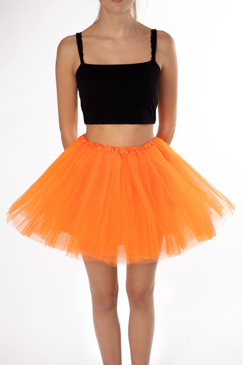 KIMU® Tutu Oranje Tule Rokje - Maat 110 116 122 128 134 140 - Petticoat Rok Kind - Ballet Pakje Meisje Clown Leeuw Danseres Carnaval Carnavalspak