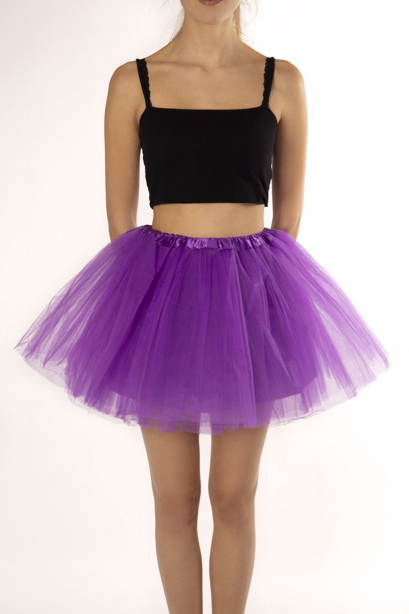 KIMU® Tutu Paars Tule Rokje - Maat 110 116 122 128 134 140 - Paars Petticoat Rok Kind - Ballet Pakje Meisje Heks Octopus Carnaval Carnavalspak