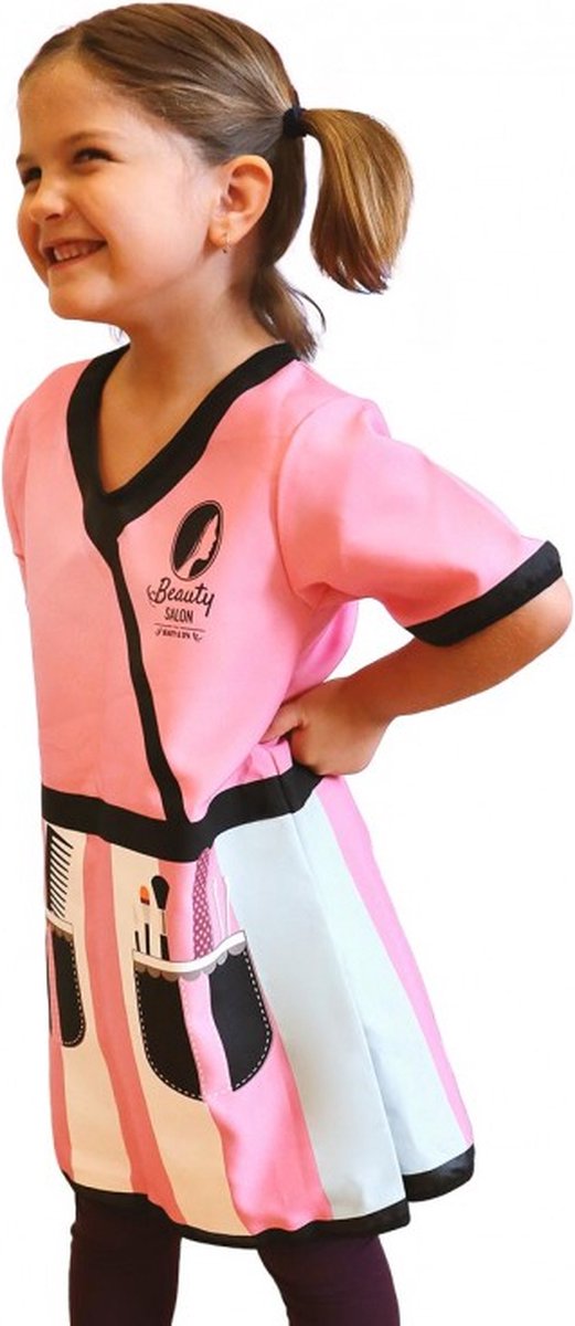 Kapperschort Roze - DeQube - Lang Model - Verkleedkleding Stylist - Beauty Salon - 3 tot 6 jaar