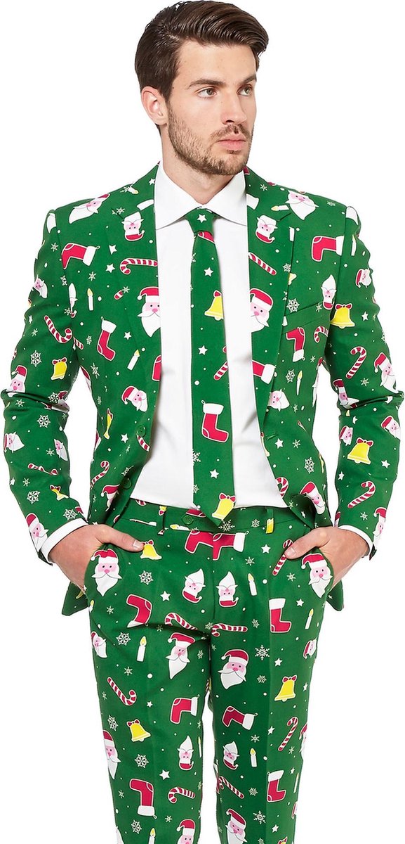 OppoSuits Santaboss - Mannen Kostuum - Groen - Kerst - Maat 46