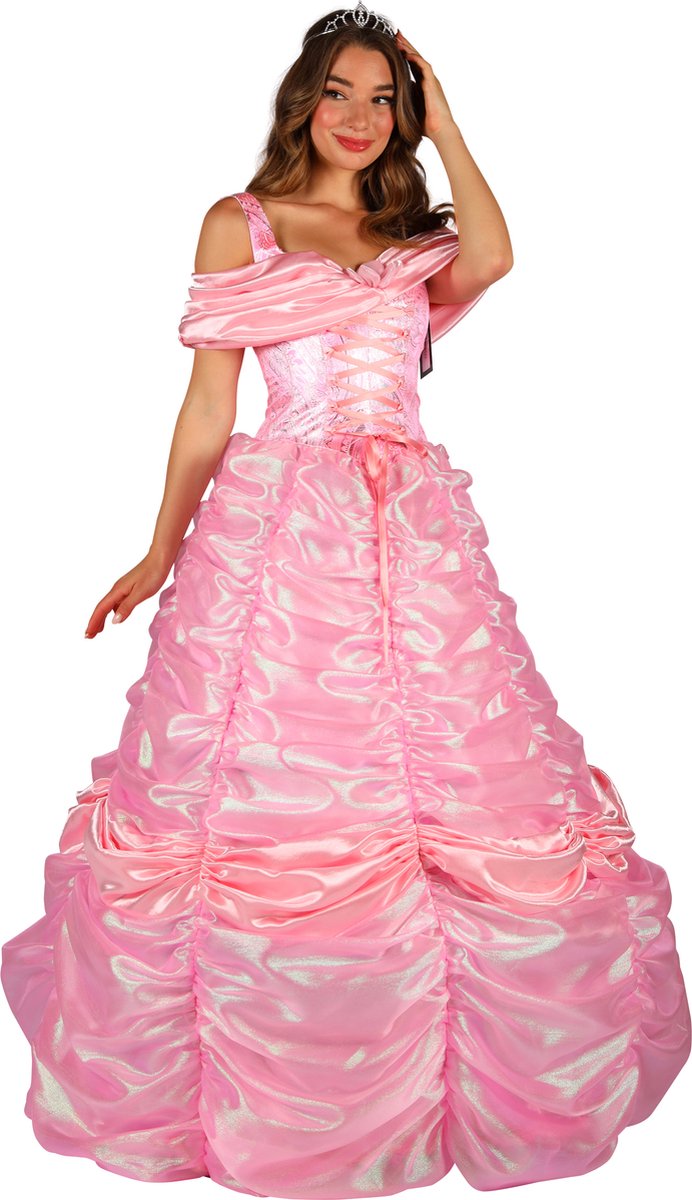 Prinsessen Jurk Dames - Verkleerkleren Vrouwen - Prinses - Delicatie Details - Inclusief Uitlopende Onderrok - Roze - Maat XL