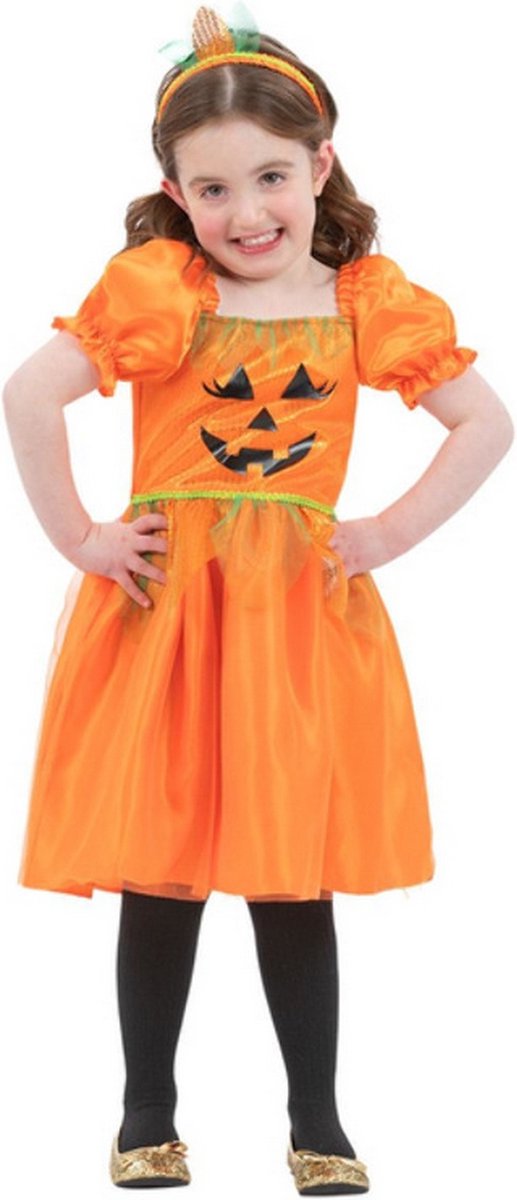 Smiffy's - Pompoen Kostuum - Heks Poempoeloentje - Meisje - Oranje - Maat 116 - Halloween - Verkleedkleding