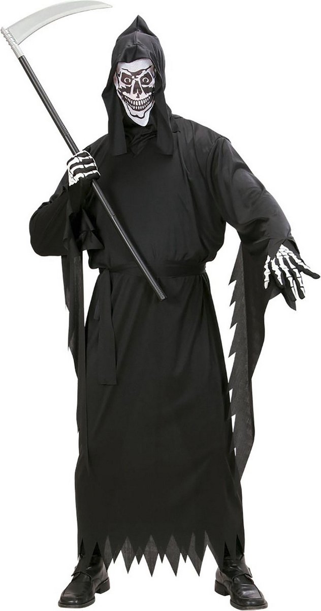 Widmann - Beul & Magere Hein Kostuum - Grim Reaper Vader Tijd Kostuum Man - Zwart - Large - Halloween - Verkleedkleding