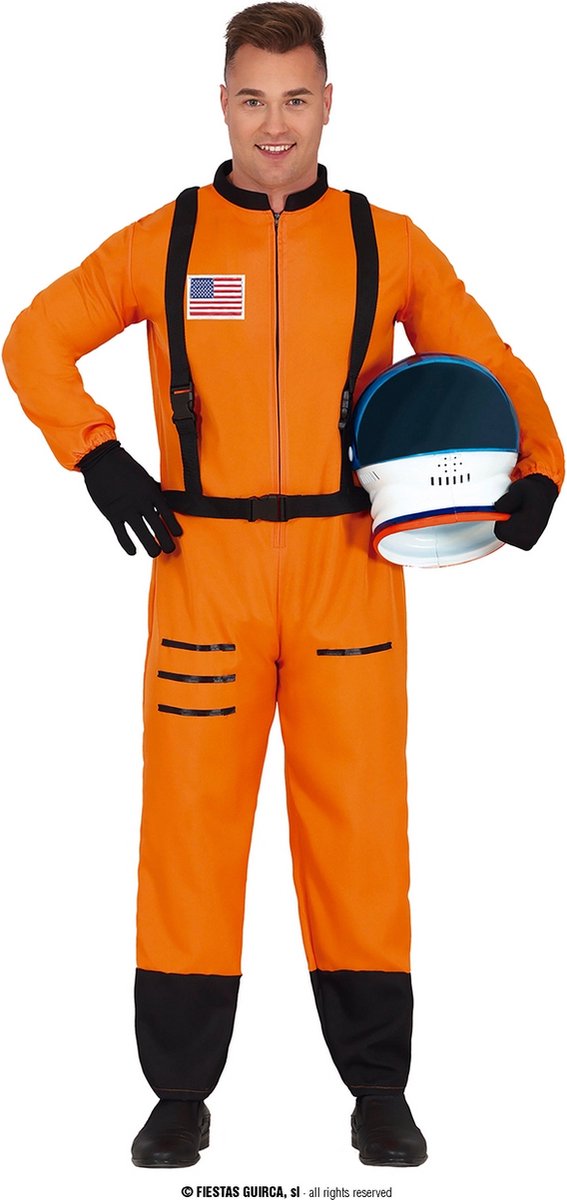 Guirca - Science Fiction & Space Kostuum - Air Holland Astronaut - Man - Oranje - Maat 52-54 - Carnavalskleding - Verkleedkleding