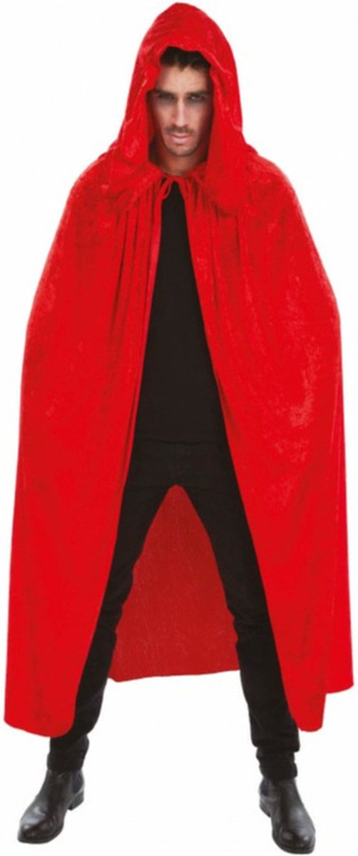 Halloween Dracula cape - voor volwassenen - rood - fluweel - L182 cm