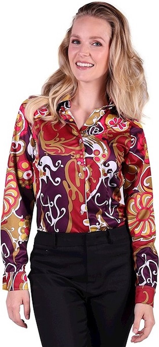 Hippie blouse rood"Roar" art deco | Maat L