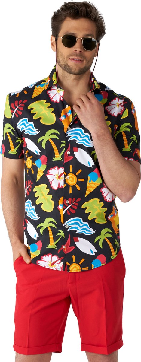 OppoSuits SHIRT Short Sleeve Tropical Thunder - Heren Korte Mouwen Overhemd - Tropisch Shirt - Meerkleurig - Maat EU 35/36