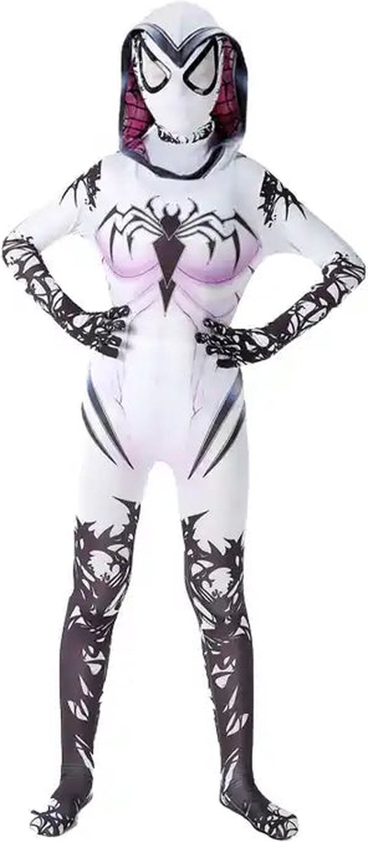 Superheldendroom - Halloween Spider-Gwen - 104 (3/4 Jaar) - Verkleedkleding - Superheldenpak