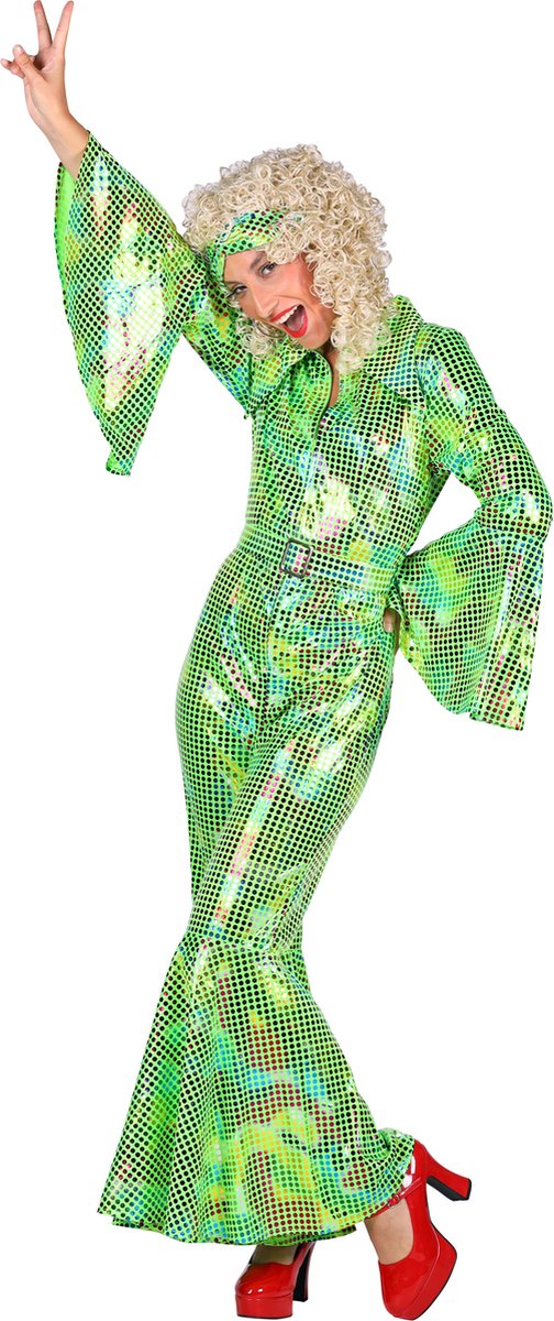 Catsuit Disco - Dames - Disco 80/90 - Hippie - Carnaval - Verkleedkleding - Groen - Maat L