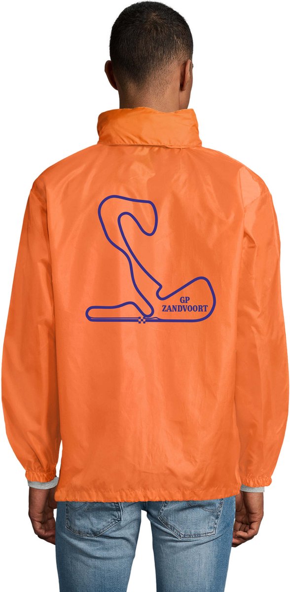 Eizook Windjacket - Jas GP Zandvoort Oranje Blauw Large - Met Capuchon