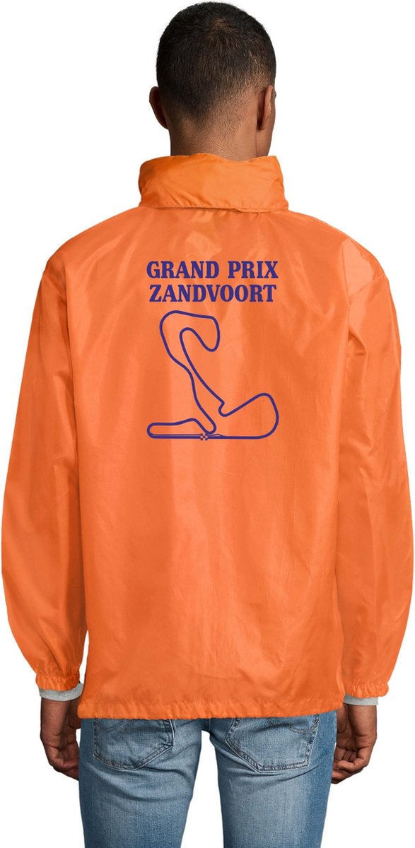 Eizook Windjacket - Jas Grand Prix Zandvoort Oranje Blauw Large - Met Capuchon