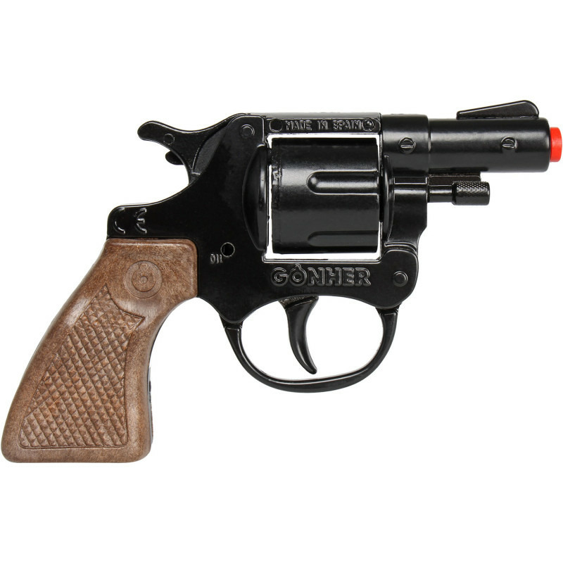 Gohner politie verkleed speelgoed revolver/pistool met kort loop - metaal/plastic - 8 schots -