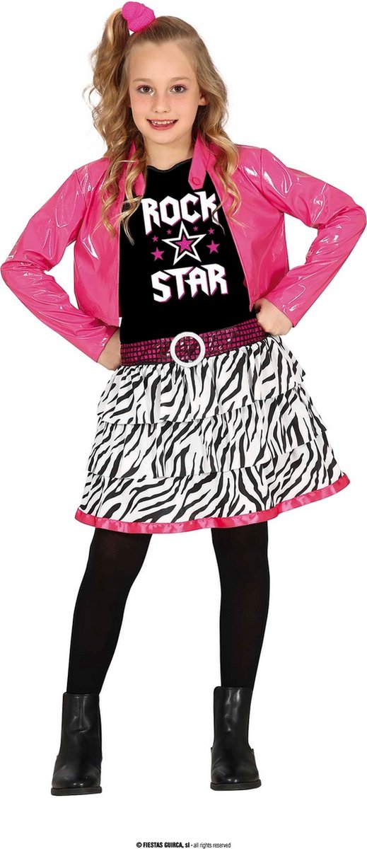 Guirca - Roze Rock Superstar Rosie - Meisje - Roze - 10 - 12 jaar - Carnavalskleding - Verkleedkleding