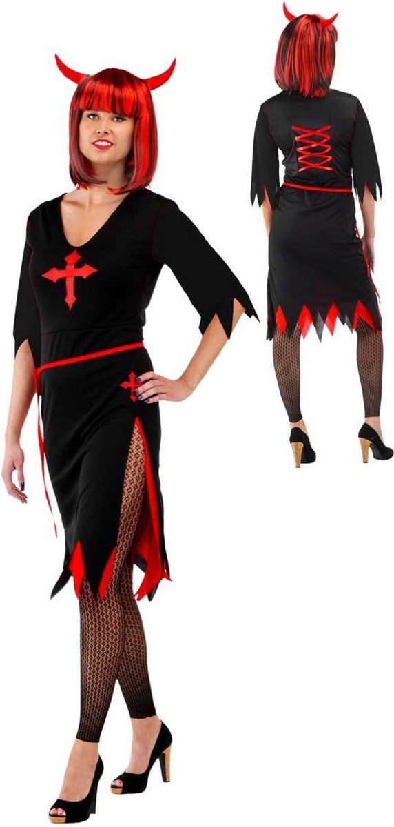 Jurk Zwart Rood Halloween - Carnavalskleding - Volwassenen - S/M