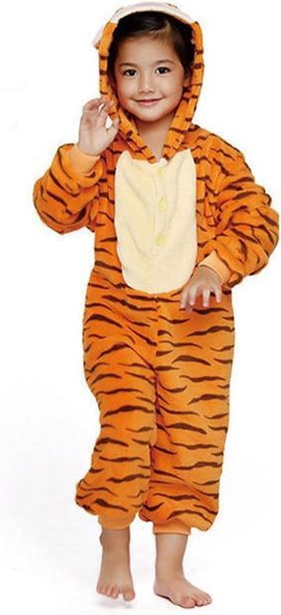 KIMU Onesie Tijgertje Pak Kostuum Oranje - Maat 68-74 - Tijger Tijgerpakje Pyjama Jumpsuit Baby Pakje - Panter Luipaard Boxpakje Kind Jongen Meisje Festival