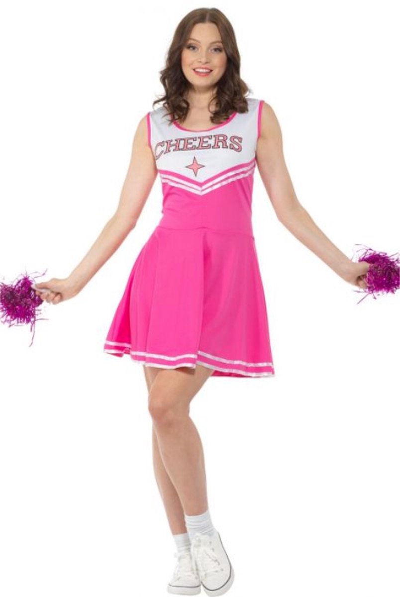 Karnival Costumes Sexy Cheerleader Jurkje Carnavalskleding Dames Carnaval - Polyester - Roze - Maat XS - 2-Delig Jurk/Pom Poms