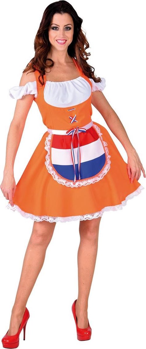 Magic By Freddy's - 100% NL & Oranje Kostuum - Oranje Boven Hollands Bier Is Beter Dirndl - Vrouw - Oranje - Large - Bierfeest - Verkleedkleding