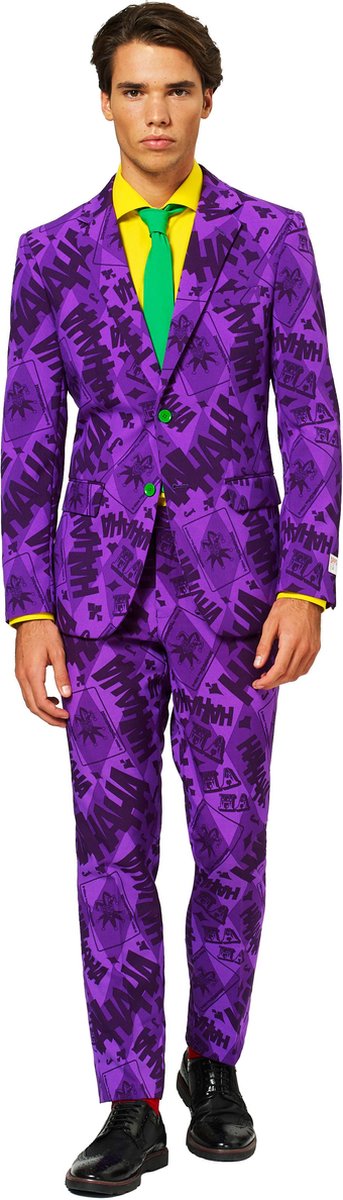 OppoSuits The Joker™ - Mannen Kostuum - Paars - Carnaval - Maat 58