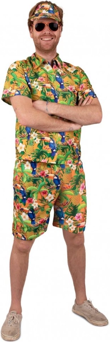 Tropische Korte Broek Hawaii Toekans Oranje - Maat S/M