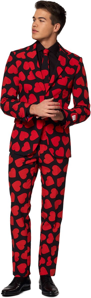 OppoSuits King of Hearts - Mannen Kostuum - Rood - Carnaval - Maat 48